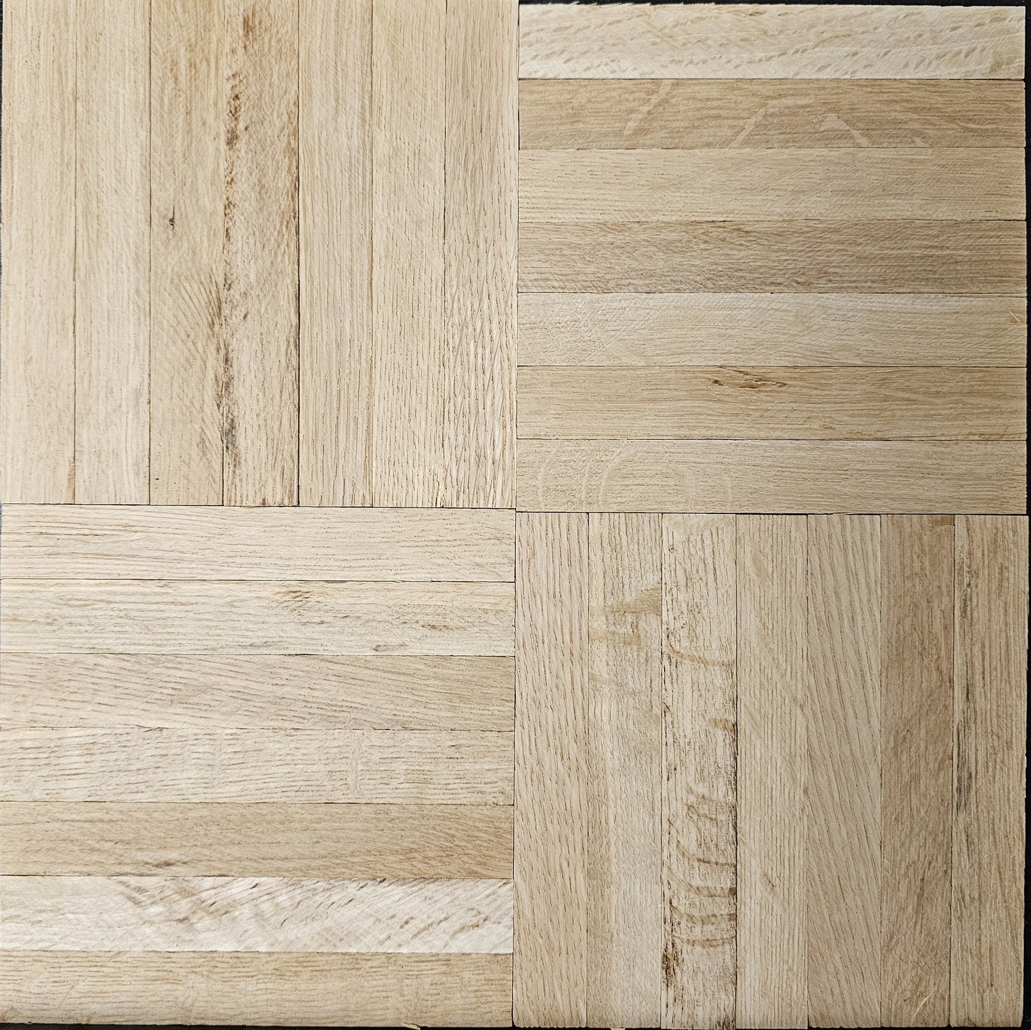 Unfinished White Oak 7-slat Parquet Hardwood Flooring close up