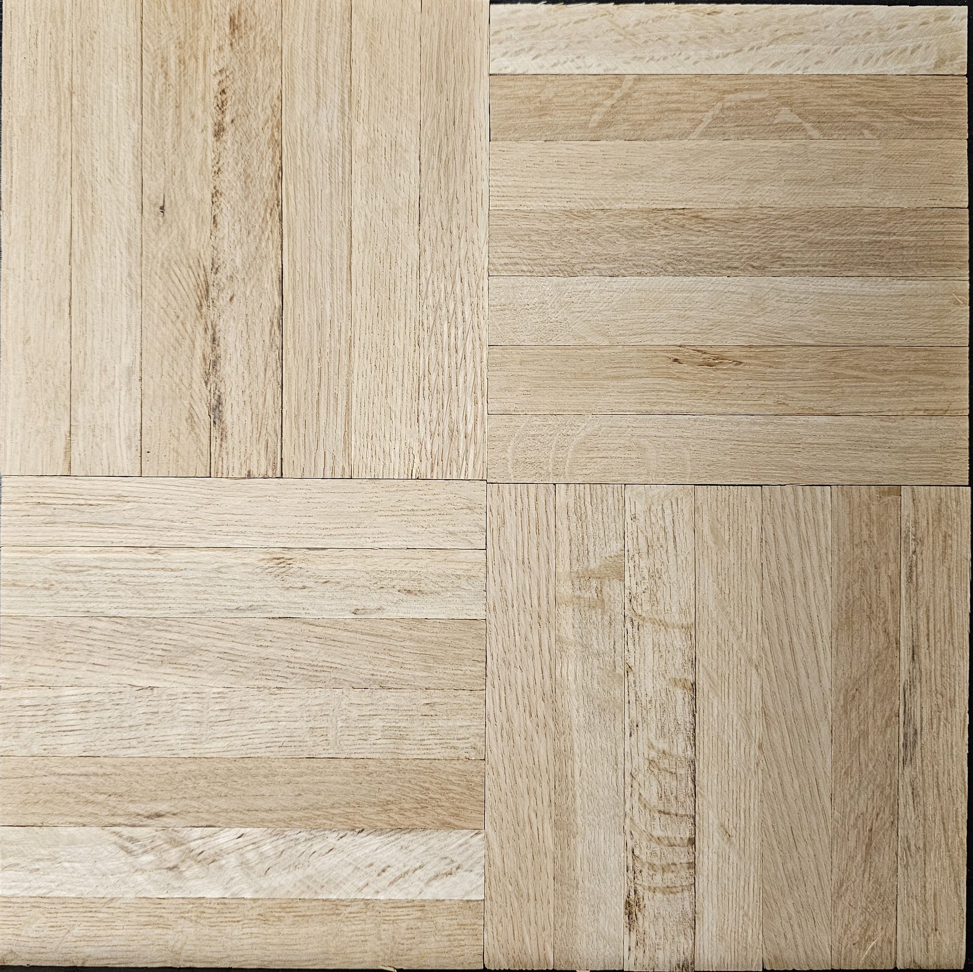 Unfinished White Oak 7-slat Parquet Hardwood Flooring close up