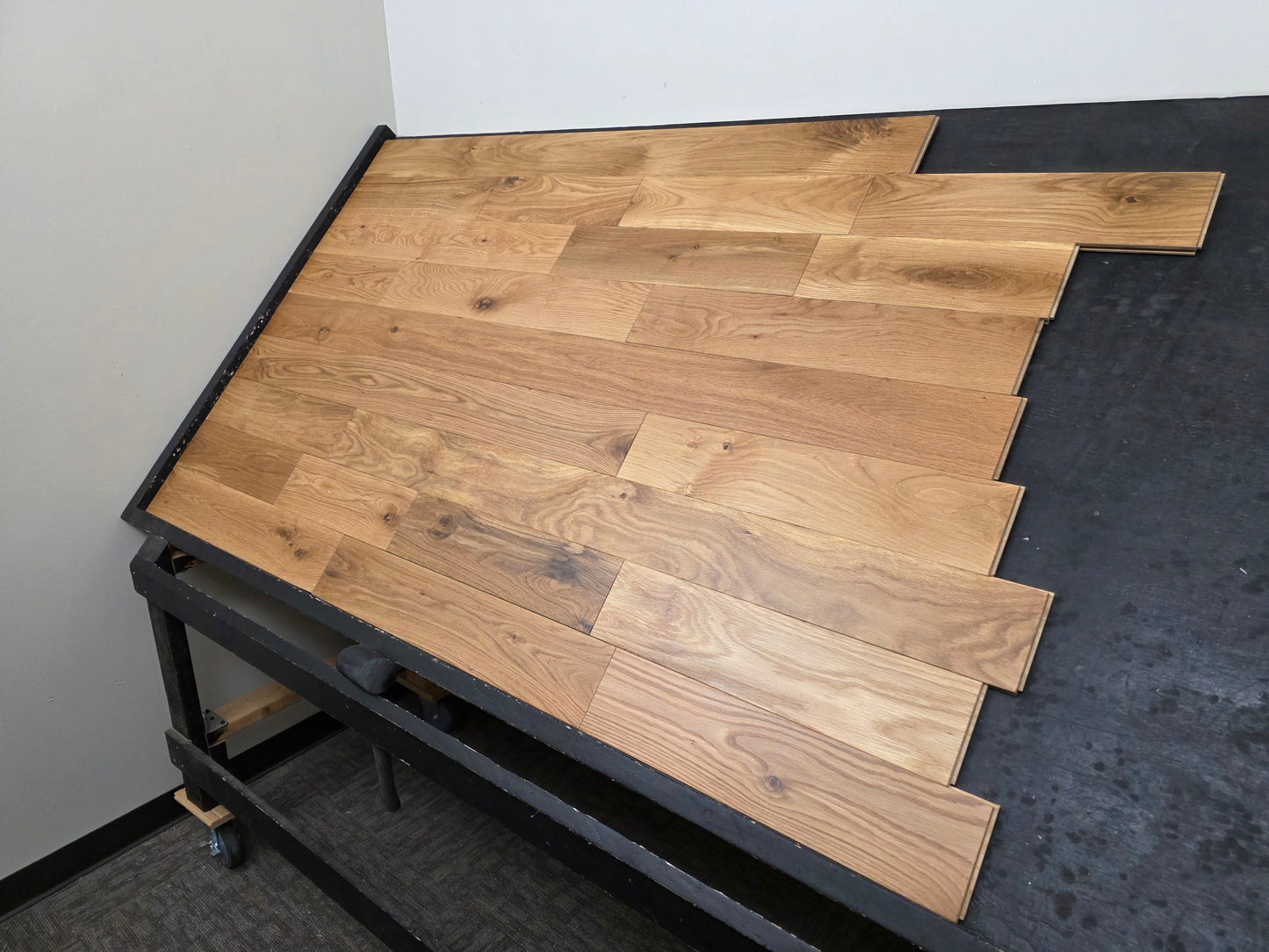 White Oak Hardwood Flooring right side on black table