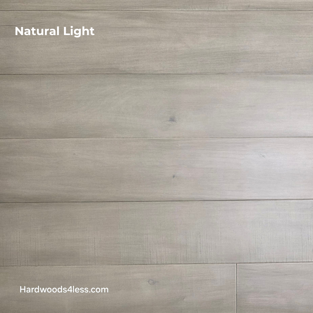 6 1/2" x 1/2" Engineered Maple Polar Palace Hardwood Flooring shown in natural lighting