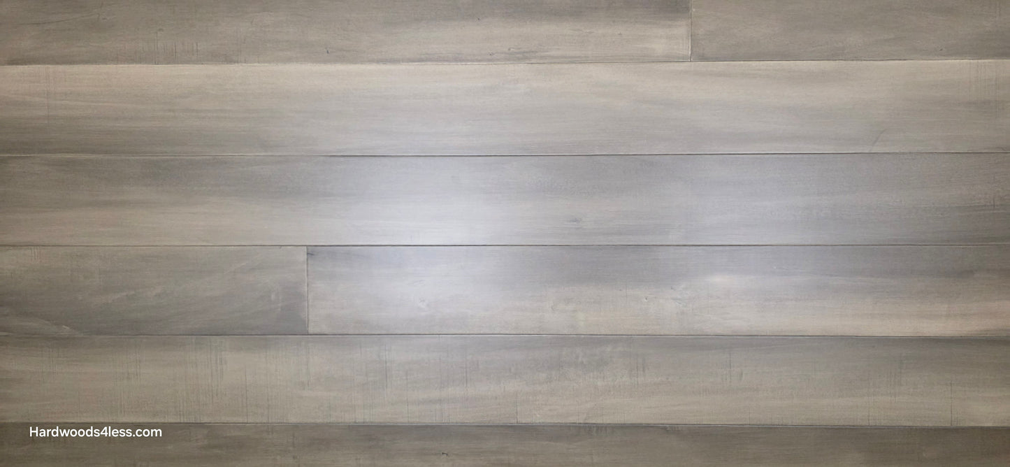 6 1/2" x 1/2" Engineered Maple Weathered Winter Hardwood Flooring wide angle close up