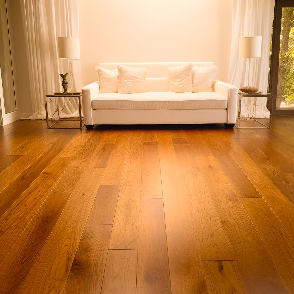 5" x 9/16" Engineered Elm Tobacco Stain Hand Scraped Hardwood Flooring