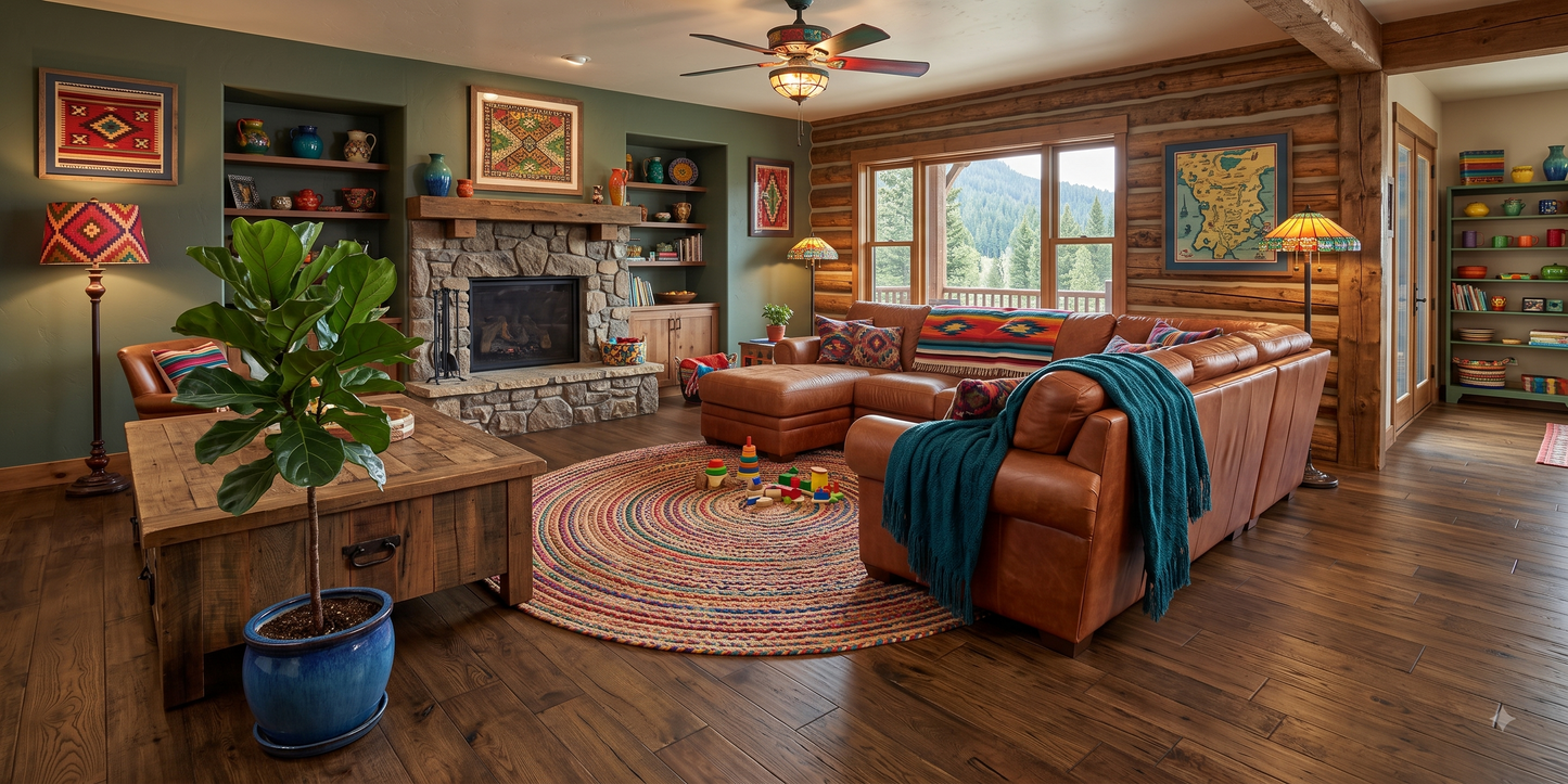 6 1/2" x 3/8" Engineered Hickory Longhorn Shown in a Family Room Setting