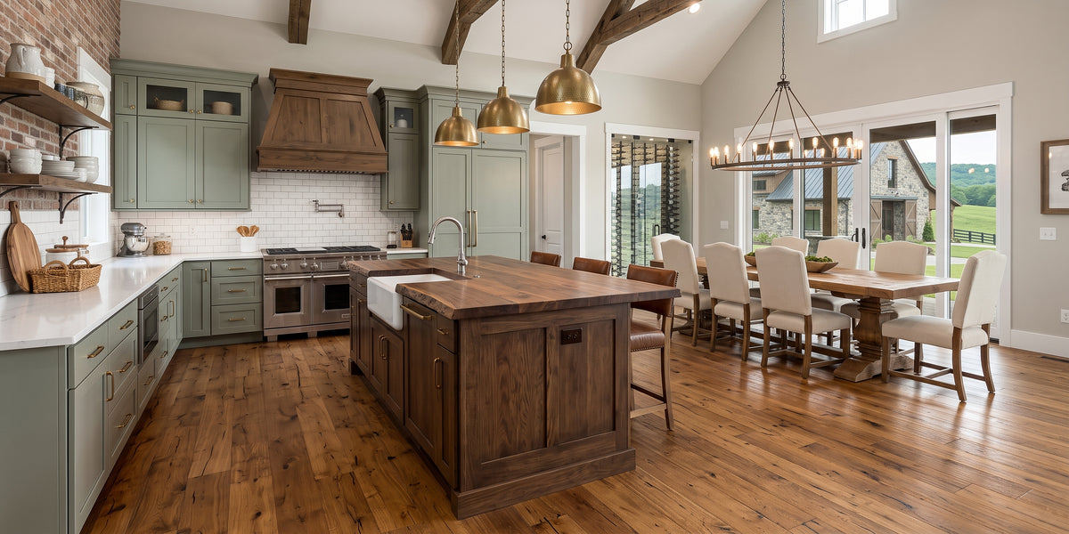 7 1/2" x 1/2" Engineered Antique Hickory Wimberly Stain Hardwood Flooring
