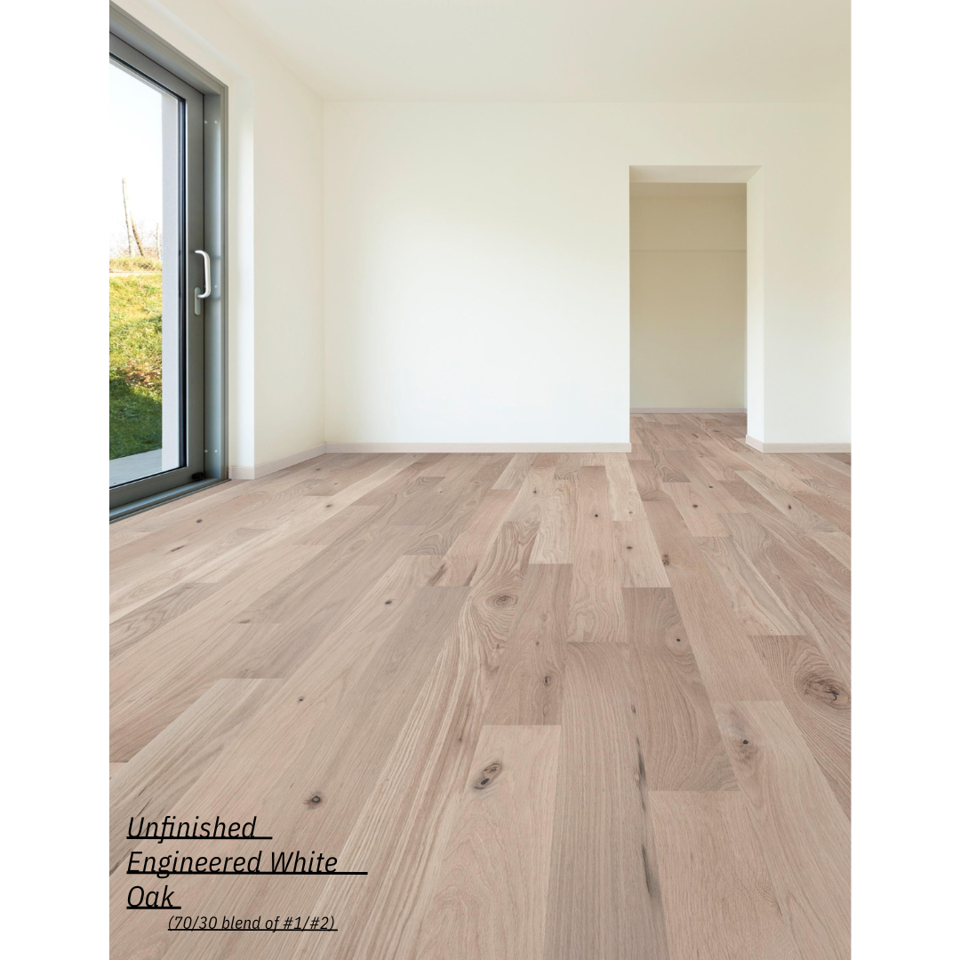 5" x 5/8" Unfinished Engineered White Oak Character Hardwood Flooring