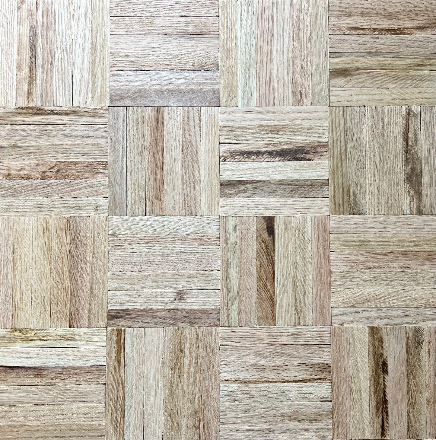 19" x 19" x 5/16" Unfinished Red Oak 6-slat Parquet Hardwood Flooring