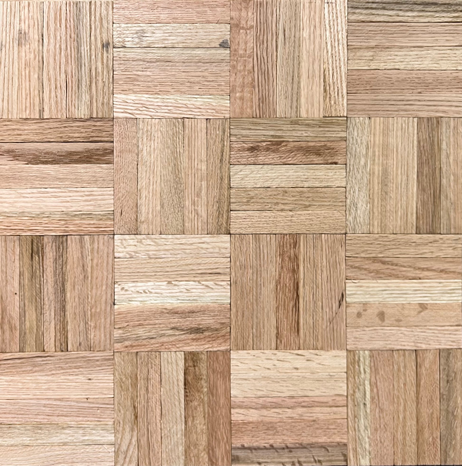 Unfinished Red Oak 5-slat Parquet Hardwood Flooring close up