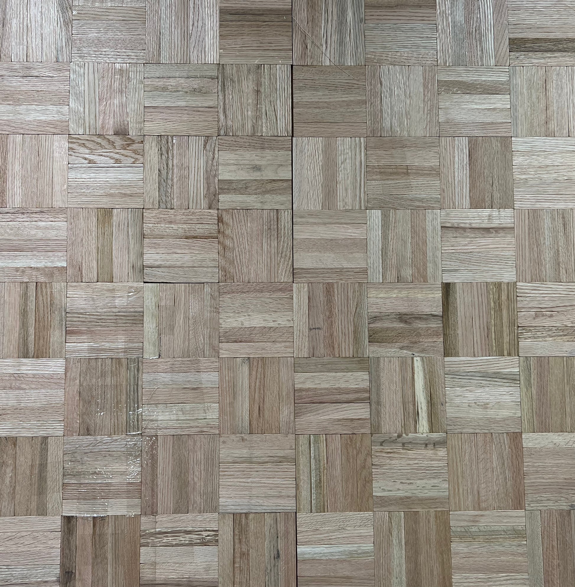 Unfinished Red Oak 5-slat Parquet Hardwood Flooring 4 panels next to each other
