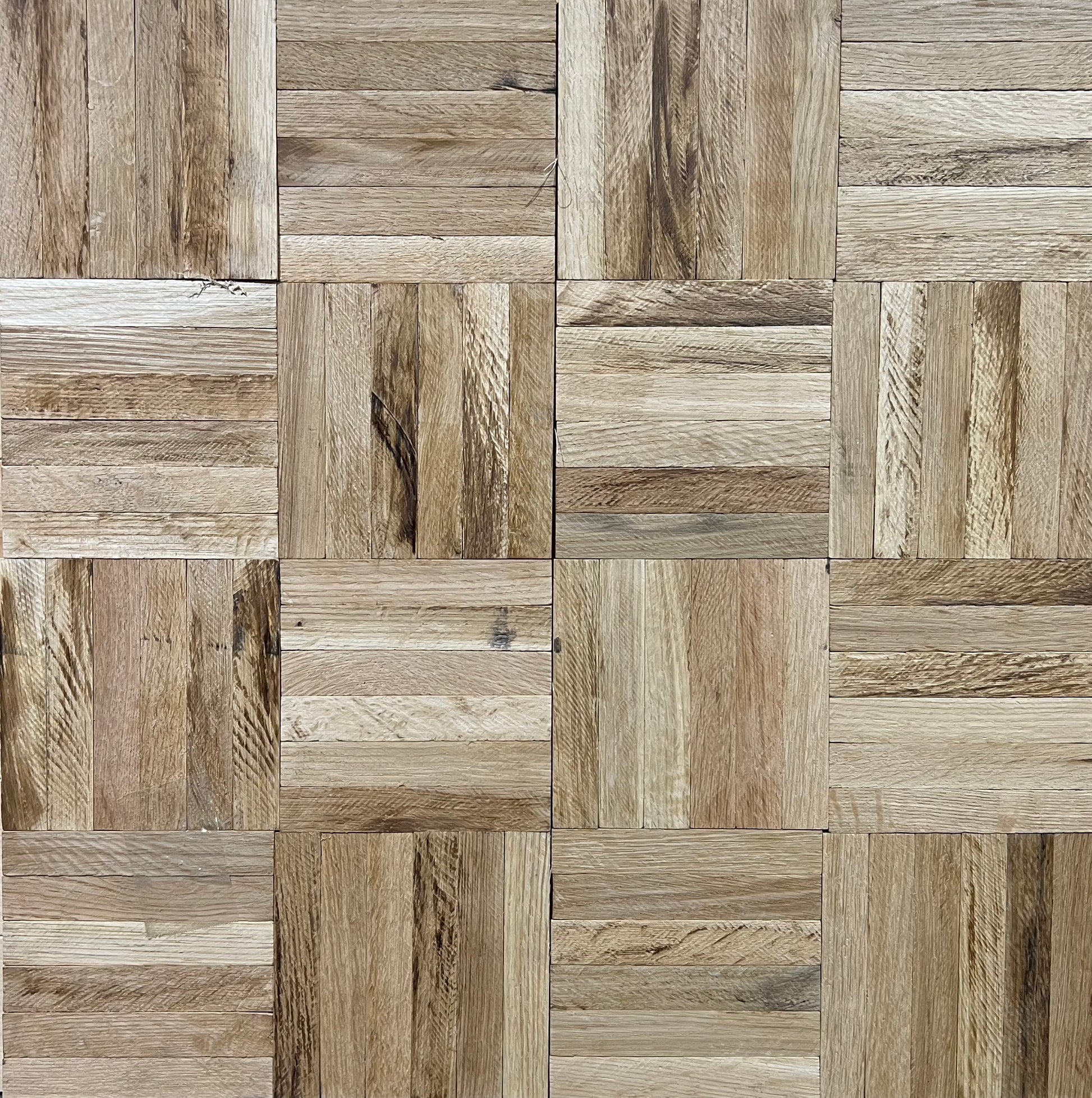 Unfinished White Oak 6-slat Parquet Hardwood Flooring 4 tiles around each other