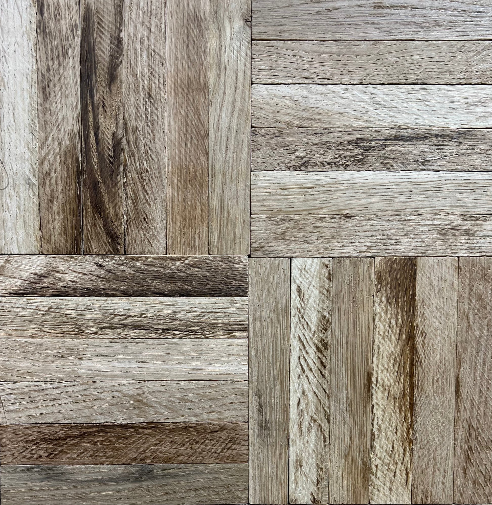 Unfinished White Oak 6-slat Parquet Hardwood Flooring close up