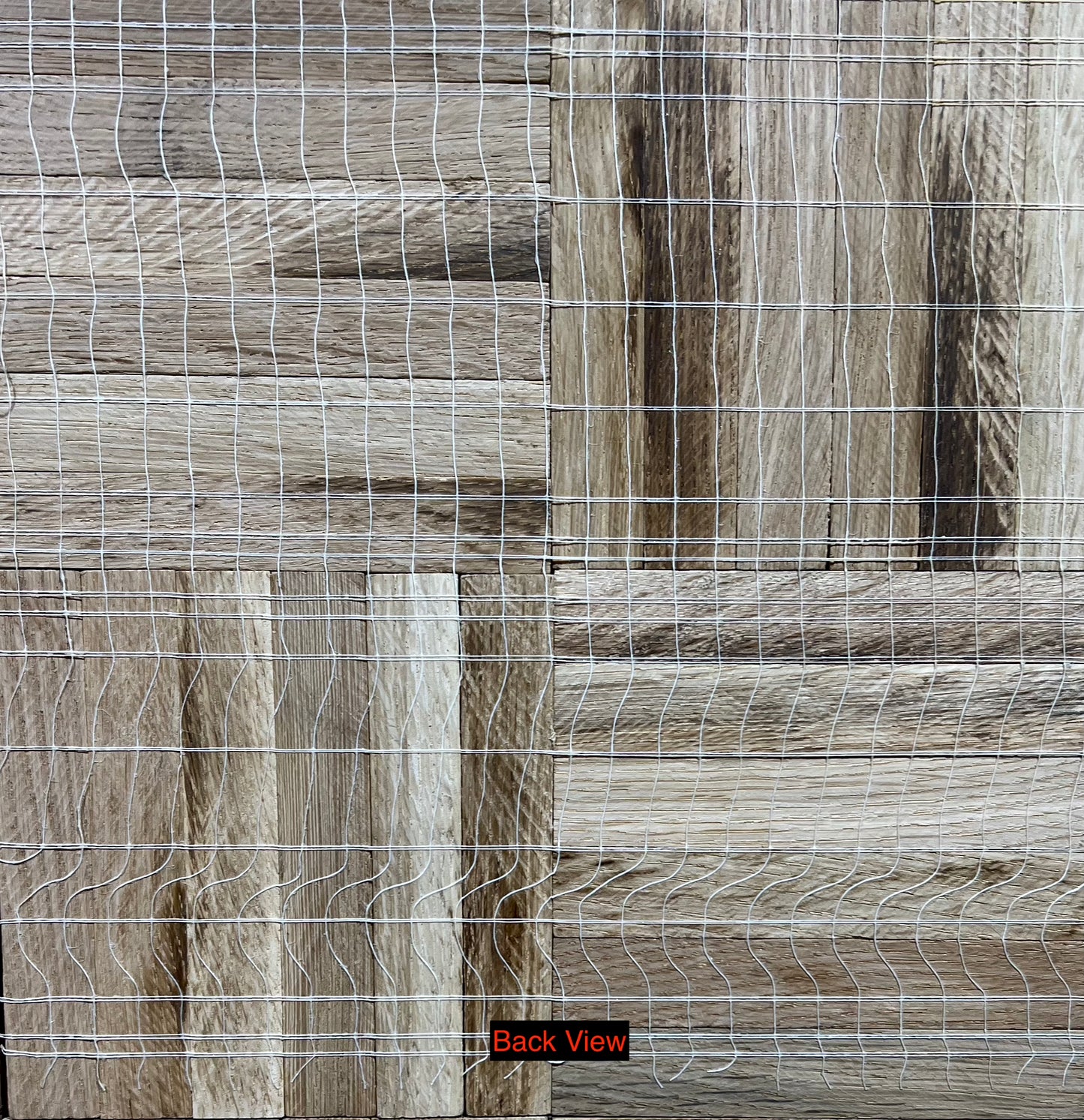 Unfinished White Oak 6-slat Parquet Hardwood Flooring rear view