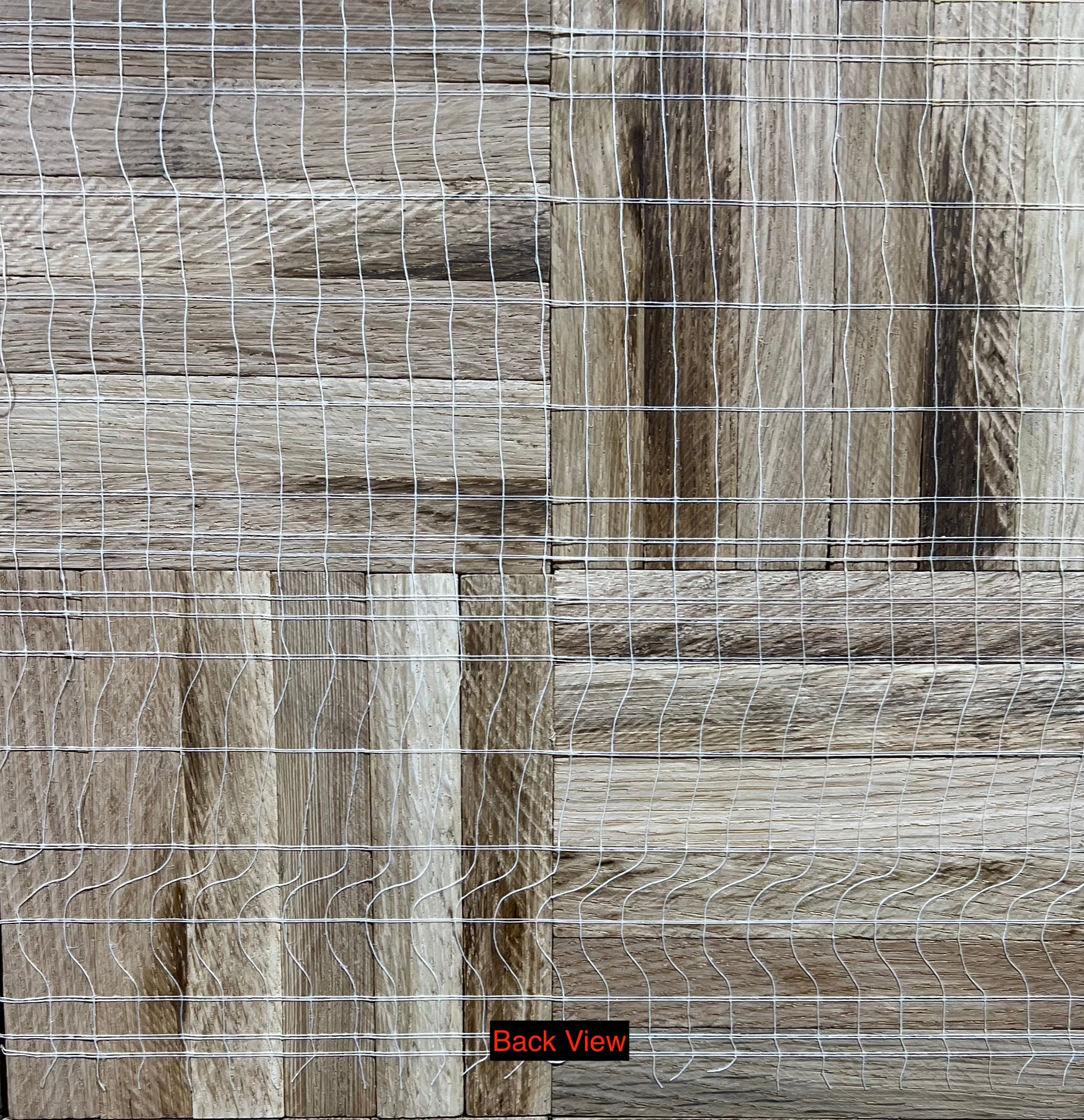 Unfinished White Oak 6-slat Parquet Hardwood Flooring rear view