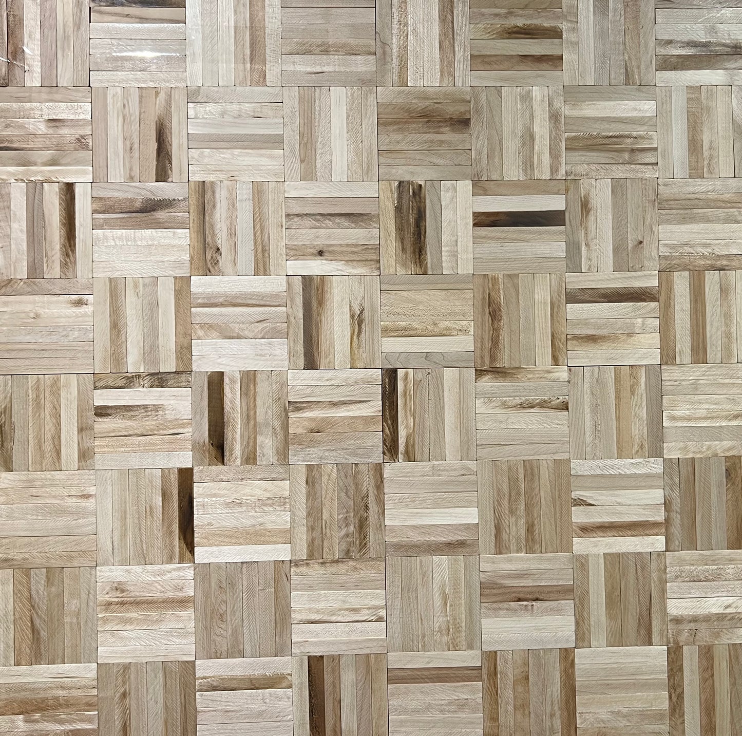 19" x 19" x 5/16" Unfinished Hard Maple 6-slat Parquet Hardwood Flooring 4 tiles set around eachother