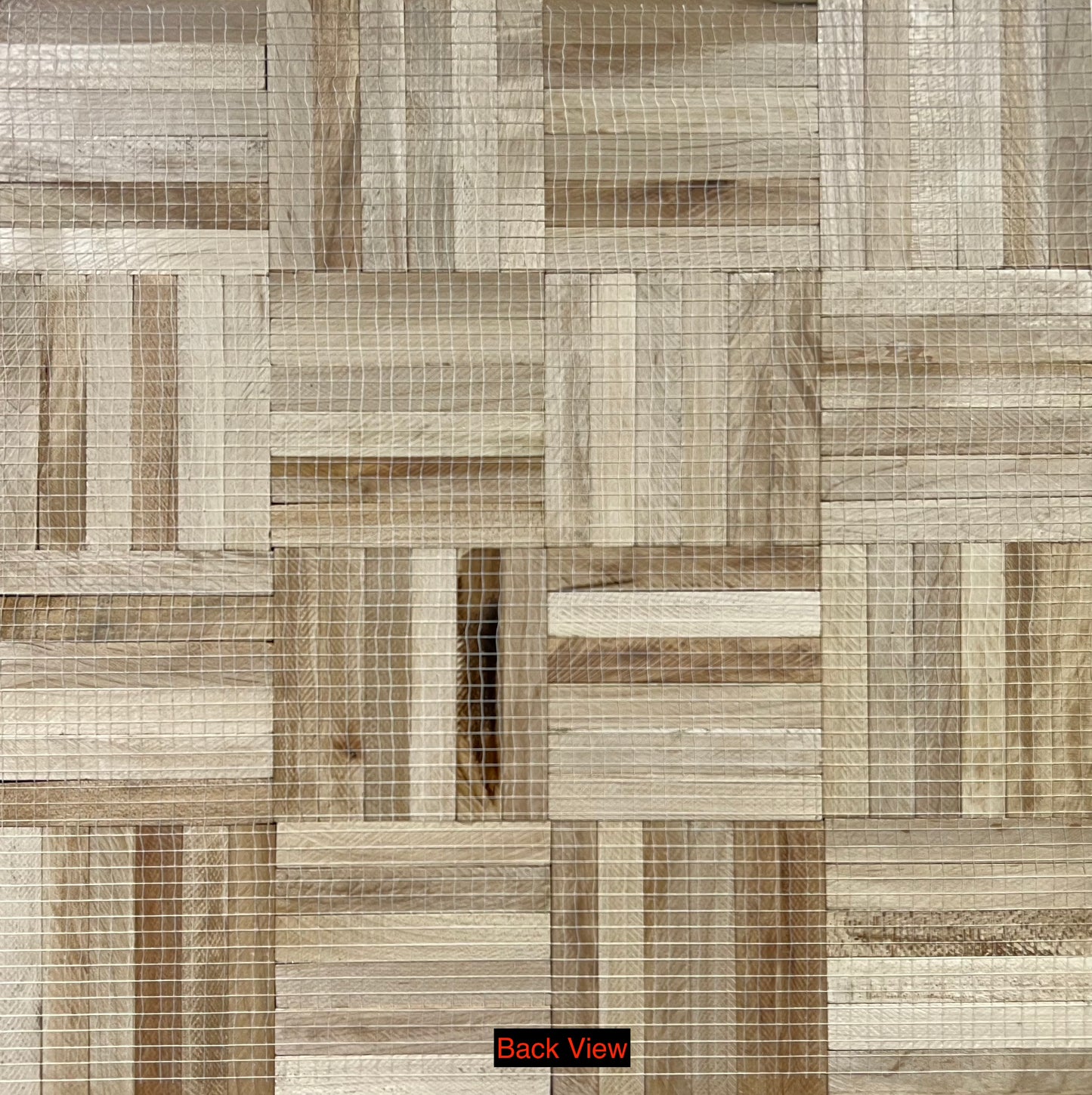 19" x 19" x 5/16" Unfinished Hard Maple 6-slat Parquet Hardwood Flooring rear view