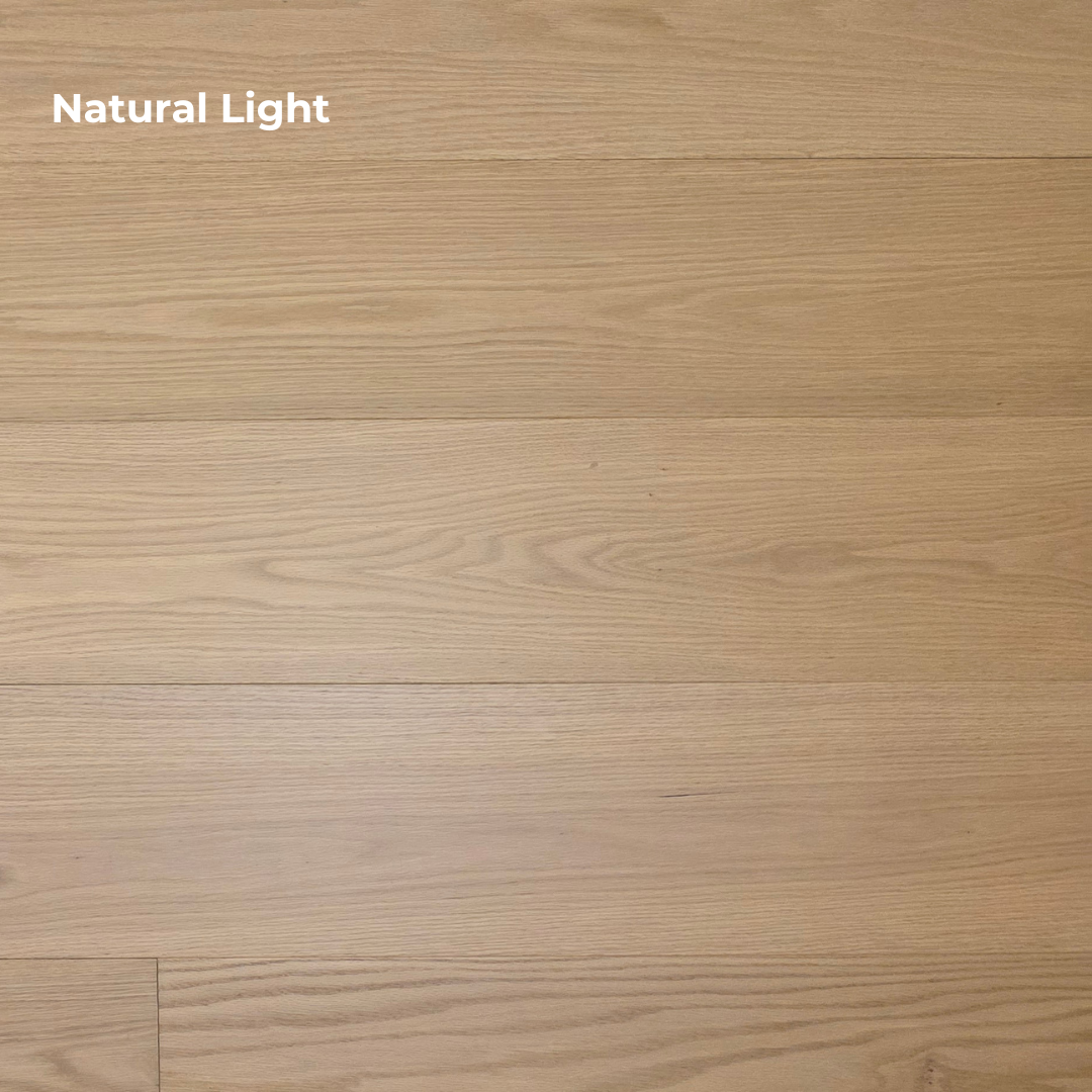 9 1/2" x 5/8" Engineered Red Oak Oberon Hardwood Flooring showcased in a natural light