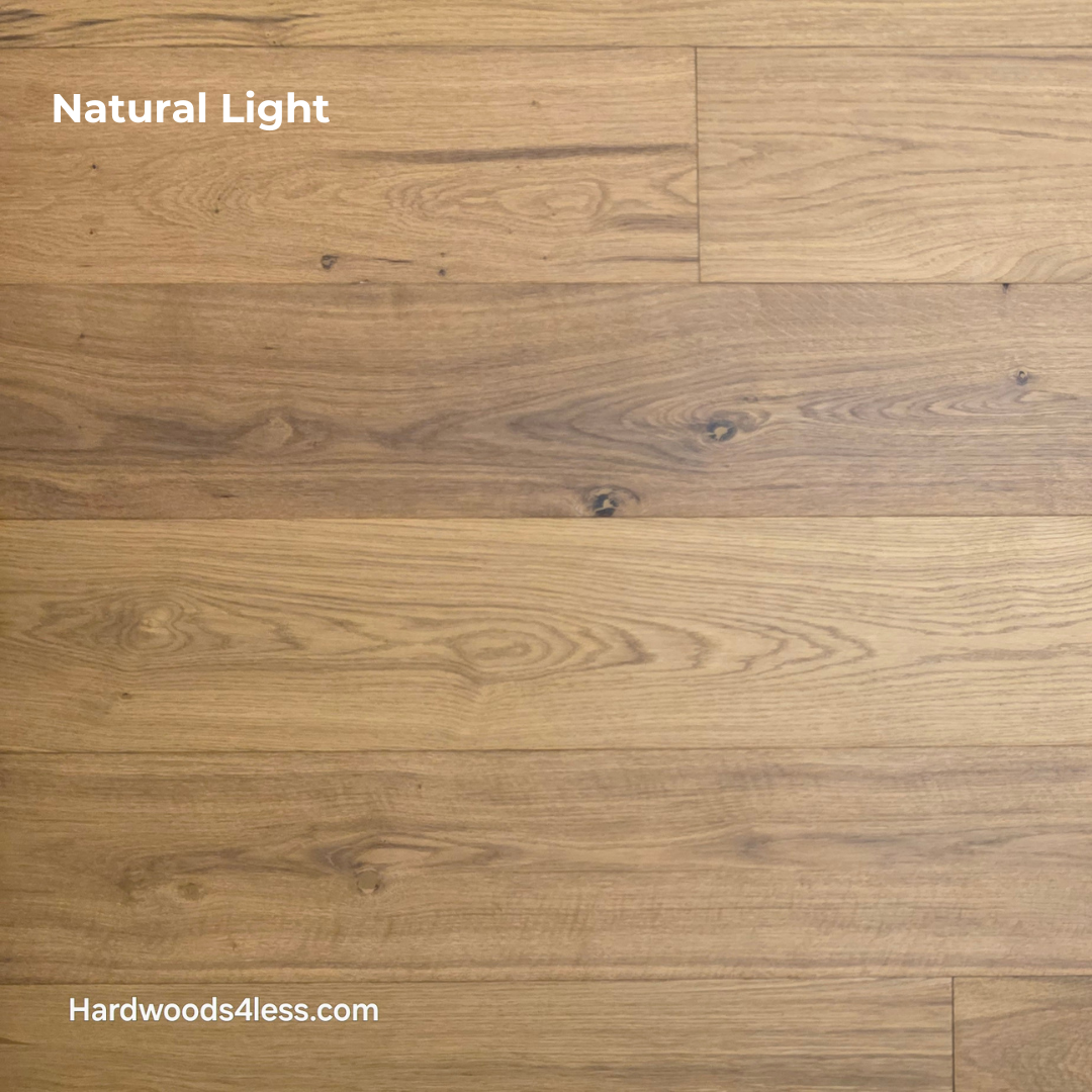 7 1/2" x 9/16" Engineered European Oak Rathlin Hardwood Flooring shown in natural lighting.