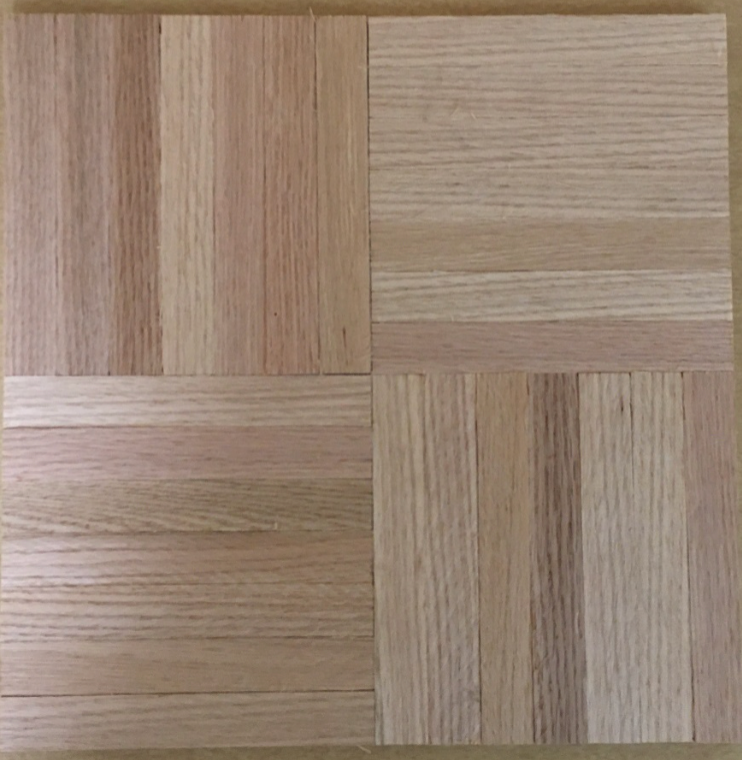 12" x 12" x 5/16" Unfinished Red Oak 7-Slat Parquet Hardwood Flooring