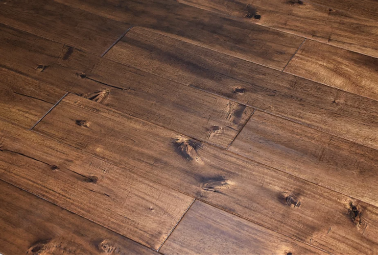 6 1/2" x 9/16" Engineered Asian Walnut Latte Stain Hardwood Flooring Close up