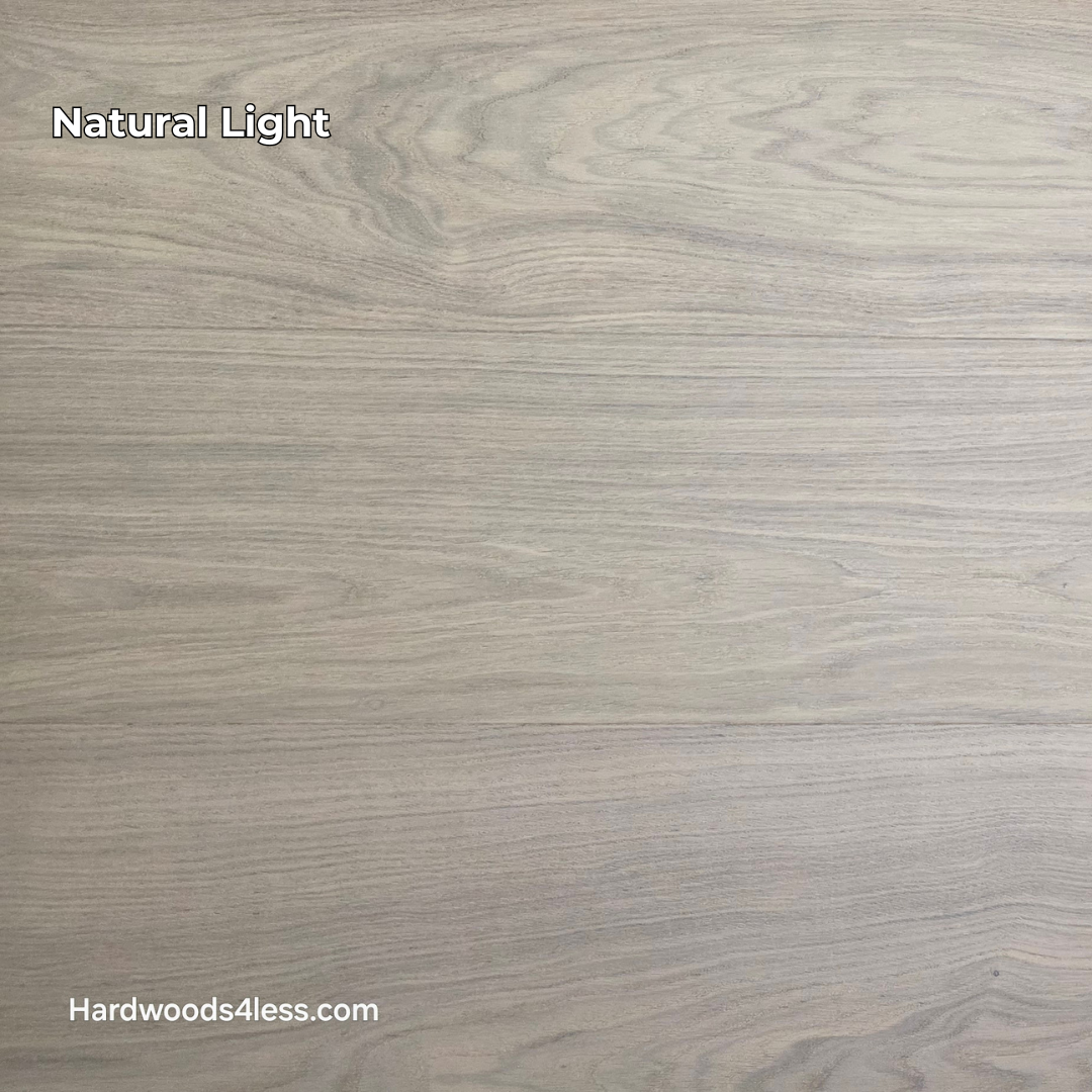 10.67" x 7/16" Modernized Engineered European Oak Corbusier Hardened Hardwood Flooring. Shown in Natural lighting.