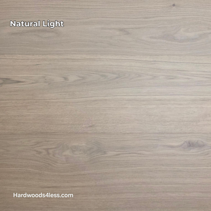 10.67" x 7/16" Modernized Engineered European Oak Foster Hardwood Flooring. Shown in natural lighting. This is a Laminate look alike. 