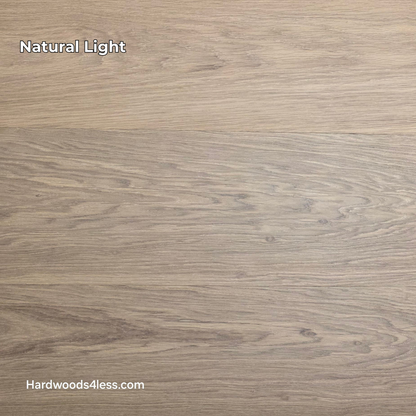 10.67" x 7/16" Modernized Engineered European Oak Gropius Hardened Hardwood Flooring. Shown in Natural lighting.