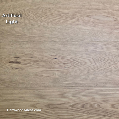 10.67" x 7/16" Modernized Engineered European Oak Hadid Hardened Hardwood Flooring.  Shown in artificial lighting. 