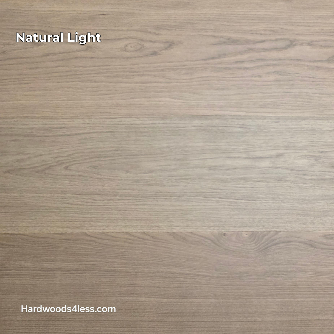 10.67" x 7/16" Modernized Engineered European Oak Khan hardened Hardwood Flooring. Shown in natural lighting.