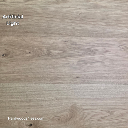 10.67" x 7/16" Modernized Engineered European Oak Wright Hardened Hardwood Flooring. Shown in artificial lighting.