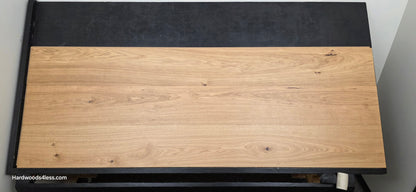 10.67" x 7/16" Modernized Engineered European Oak Wright Hardened Hardwood Flooring. Shown on a black shooting table. Shot from center.
