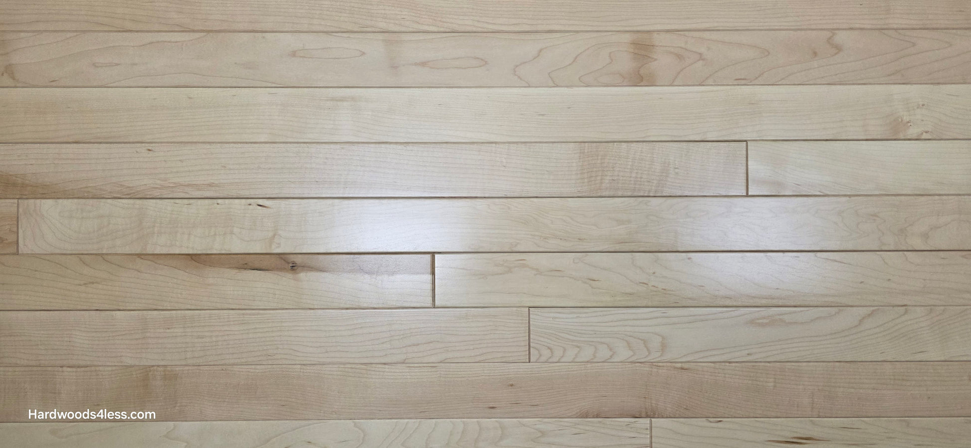 2 14 x 34 Natural Northern Maple Common & Better Hardwood Flooring. Close up.