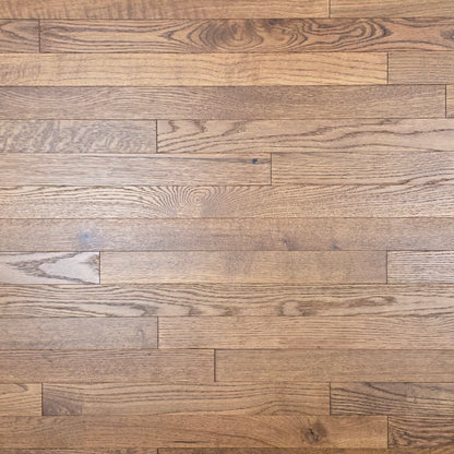 2 1/4" x 3/4" White Oak Gunstock Hardwood Flooring. Shown close up.