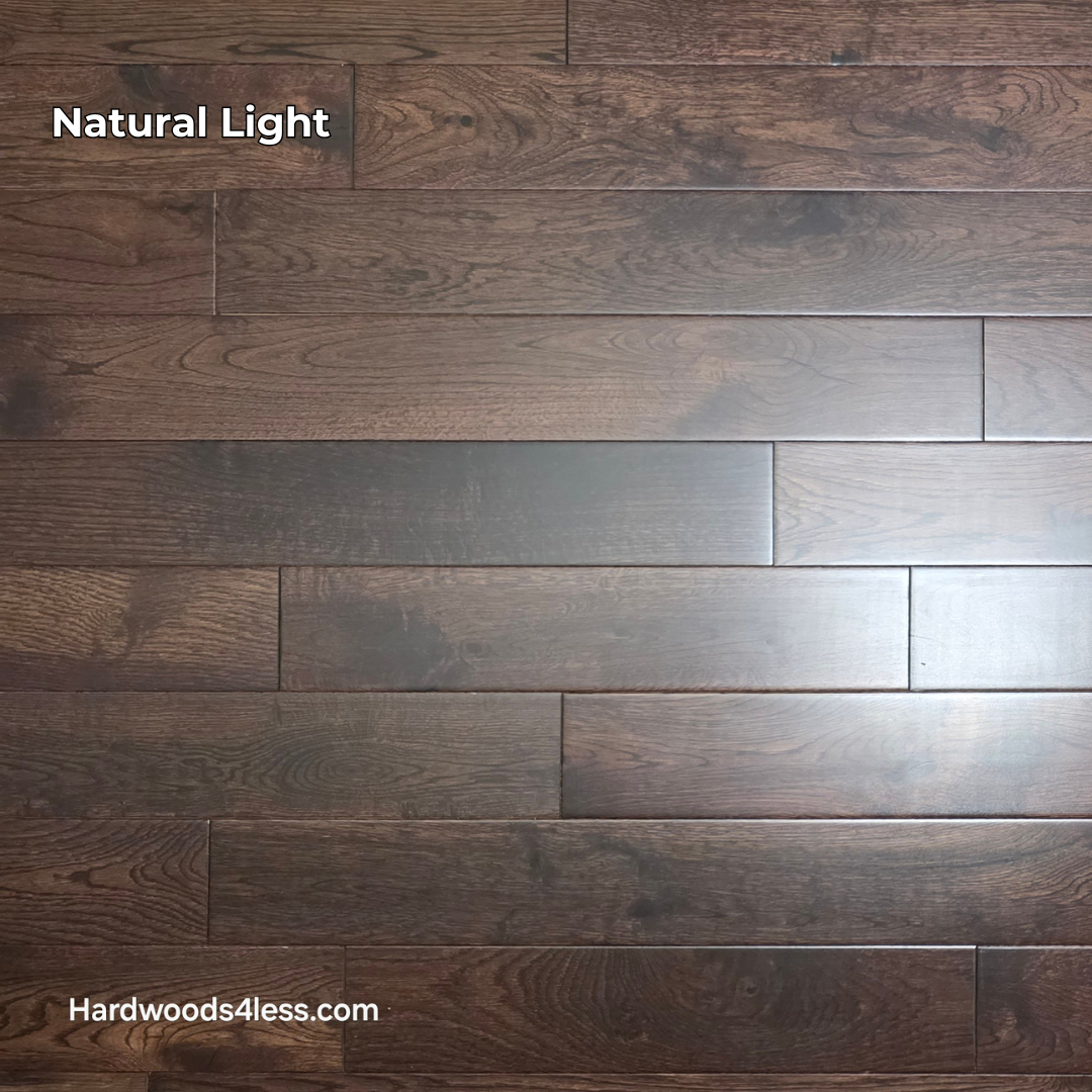 3 1/2" x 3/4" Solid White Oak Ristretto Hardwood Flooring. Shown in natural lighting.