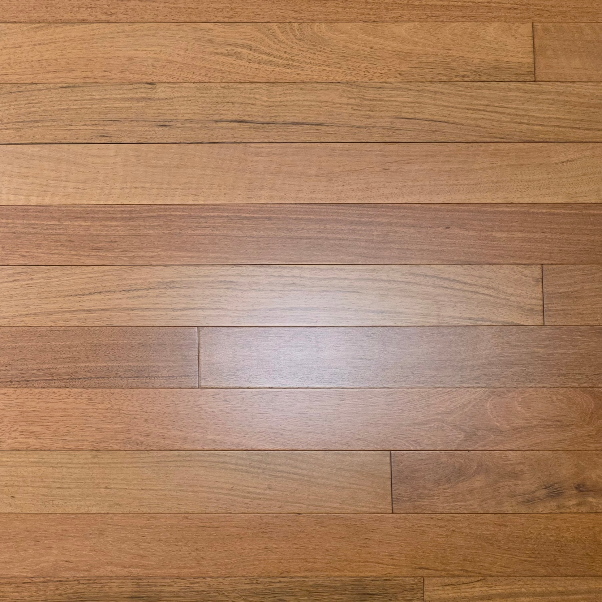 3 1/4" x 3/4" Prefinished Brazilian Cherry Shorts Hardwood Flooring. Shown close up.