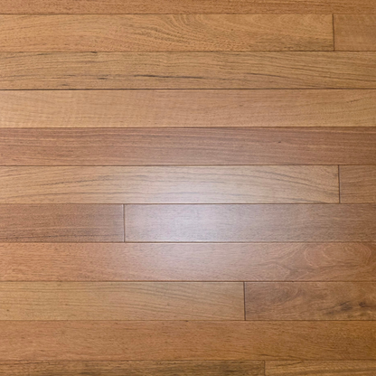 3 1/4" x 3/4" Prefinished Brazilian Cherry Shorts Hardwood Flooring. Shown close up.