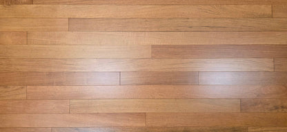 3 1/4" x 3/4" Prefinished Brazilian Cherry Shorts Hardwood Flooring. Show full Aspect ratio, close up.