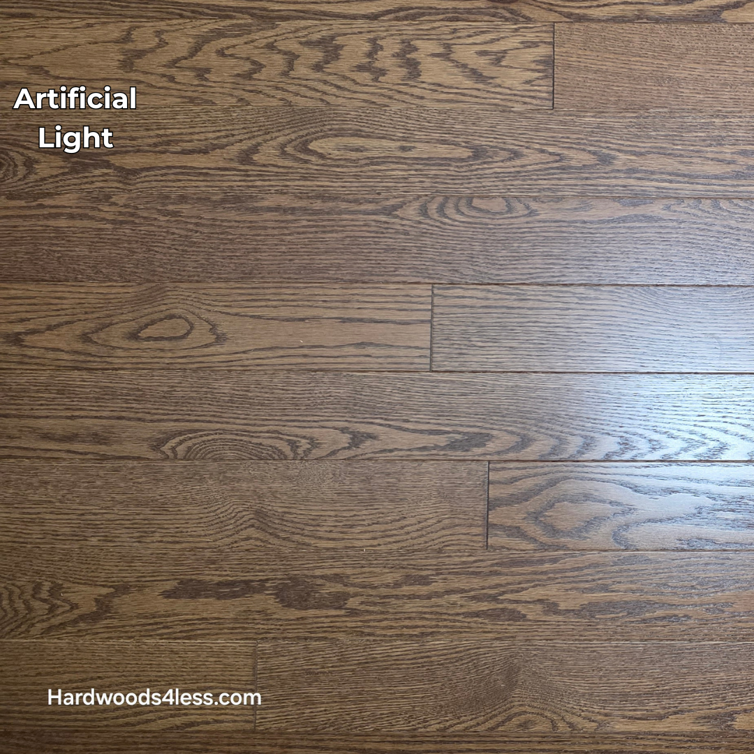 3 1/4" x 3/4" Red Oak Butterscotch Common & Better Hardwood Flooring. Shown in artificial light.