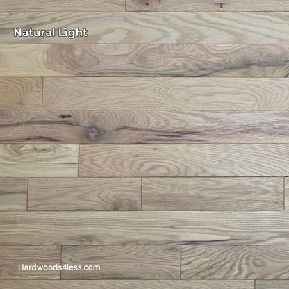 3 1/4" x 3/4" Solid Red Oak Khaki Hardwood Flooring. Shown in Natural lighting.