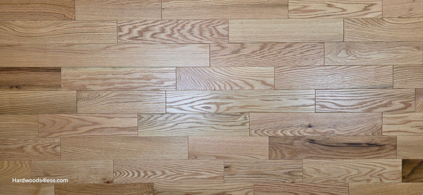 3 1/4" x 3/4" Solid Red Oak Natural Rustic Shorts Hardwood Flooring. Close up