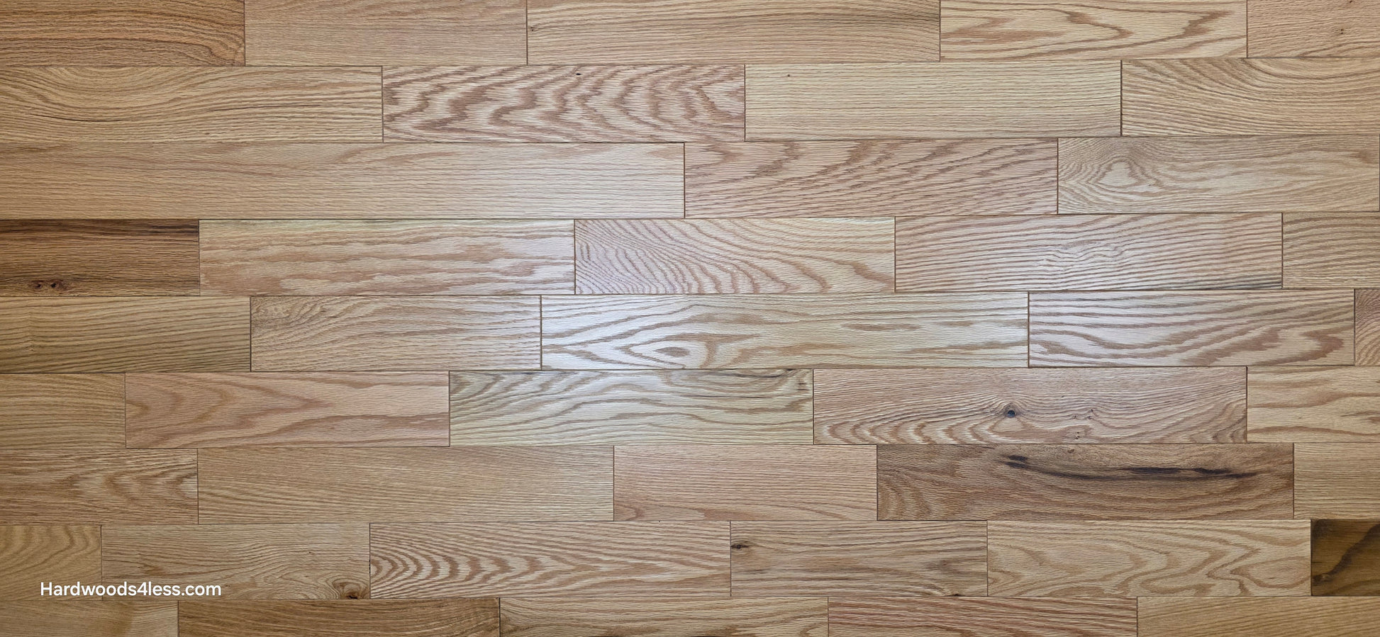 3 1/4" x 3/4" Solid Red Oak Natural Rustic Shorts Hardwood Flooring. Close up