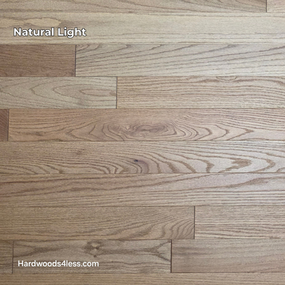 3 1/4" x 3/4" Solid White Oak Rye Hardwood Flooring. Shown in natural lighting.