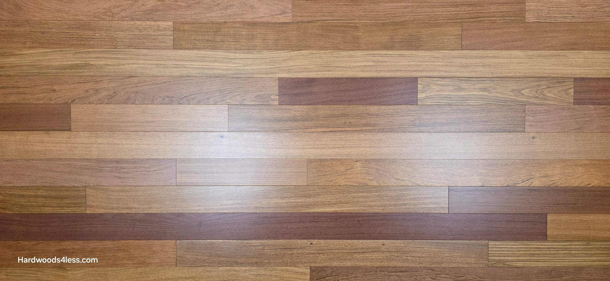 3 1/4" x 3/8" Engineered Brazilian Cherry Hardwood Flooring. Shown close up.