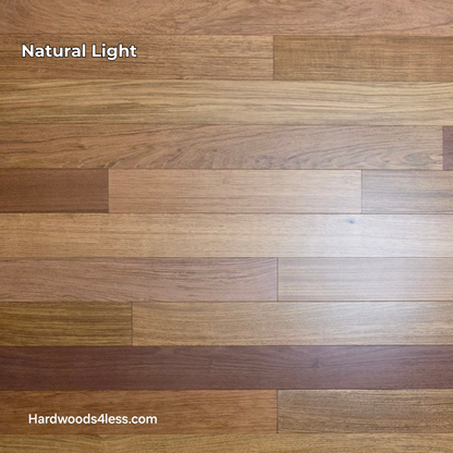 3 1/4" x 3/8" Engineered Brazilian Cherry Hardwood Flooring. Shown in natural lighting.