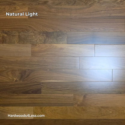 3 1/4" x 3/8" Engineered Brazilian Walnut (IPE) Natural Hardwood Flooring. Shown in natural lighting.