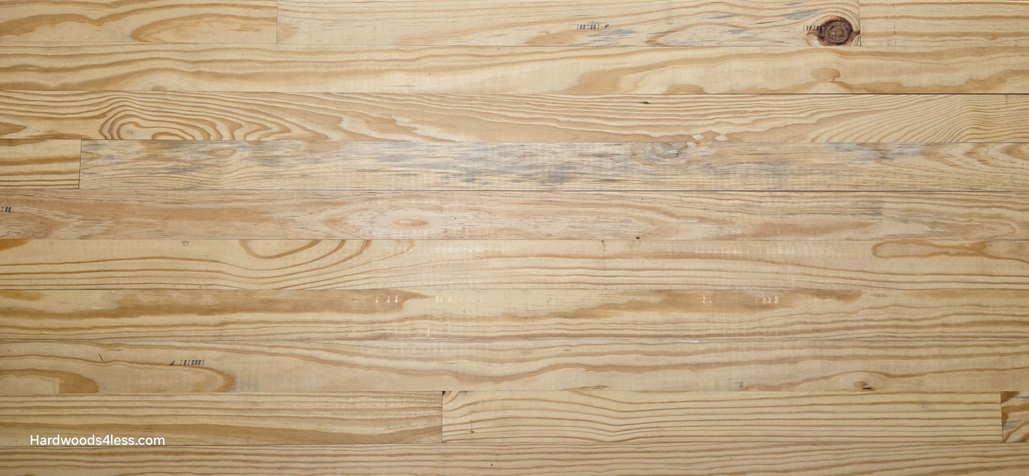 3 1/8" x 3/4" Unfinished Southern Yellow Pine Solid Hardwood Flooring Close up.
