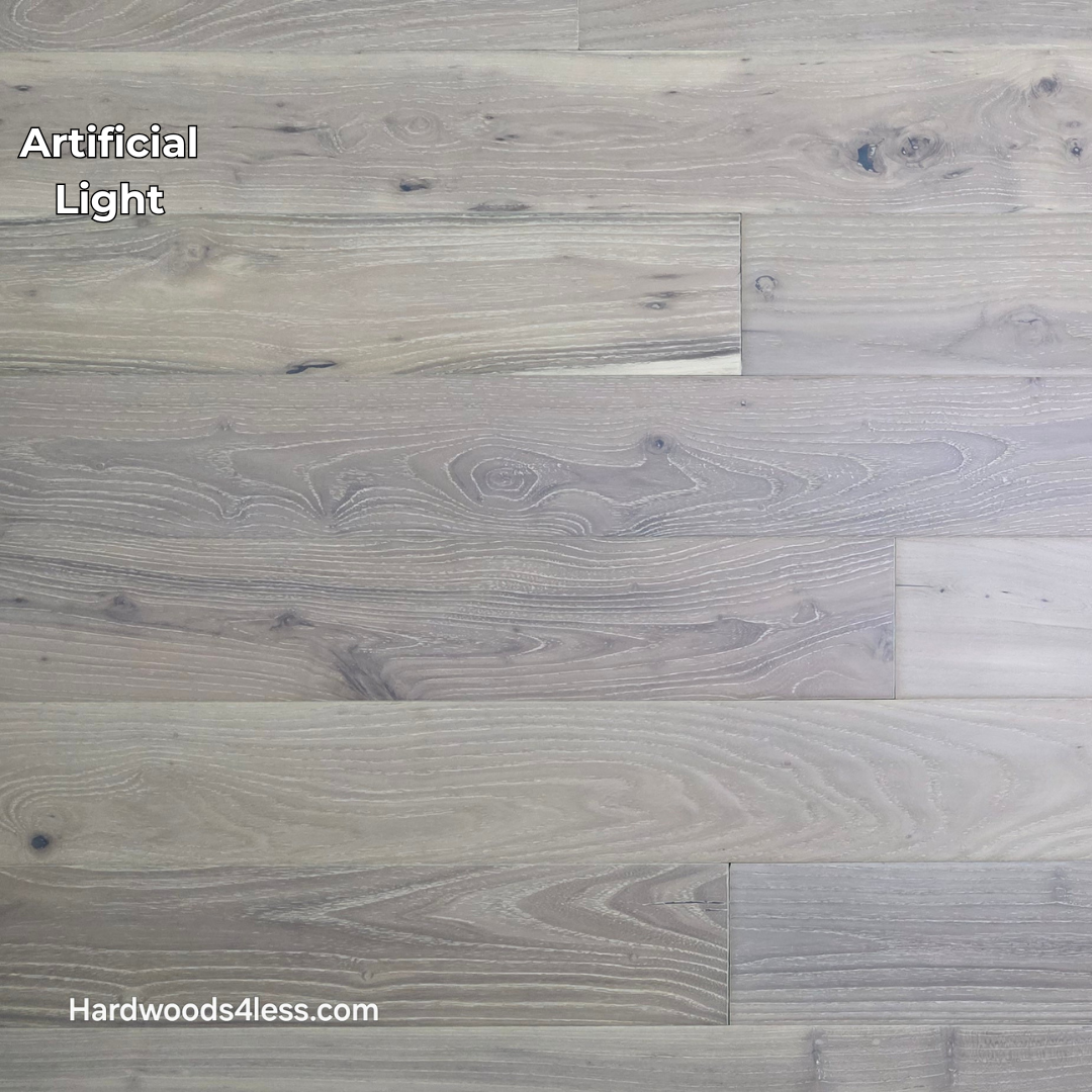 4 3/4" x 3/4" Solid Black Locust Finn Hardwood Flooring. Shown in artificial lighting. 