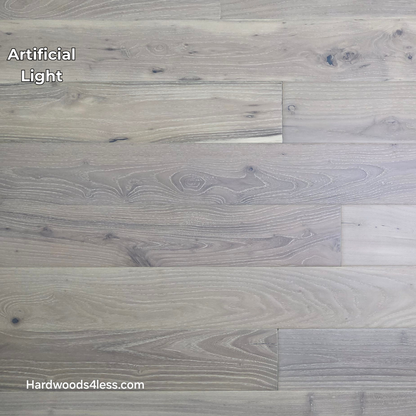 4 3/4" x 3/4" Solid Black Locust Finn Hardwood Flooring. Shown in artificial lighting. 
