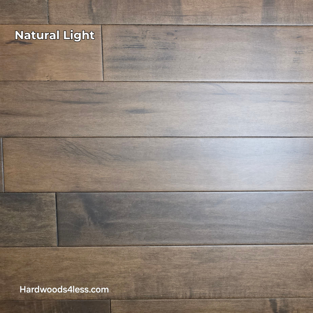 4 5/16" x 5/8" Engineered Maple Cabana Hardwood Flooring. Shown in natural lighting.
