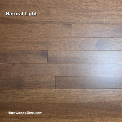 4" x 3/4" Solid Hickory Cortado Hardwood Flooring. Shown in natural lighting. 