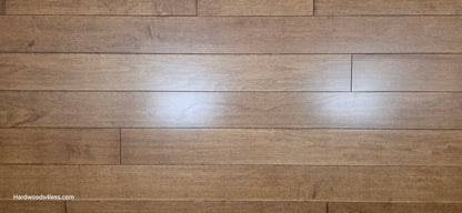 4" x 3/4" Solid Maple Hazelnut Hardwood Flooring. Close up. 
