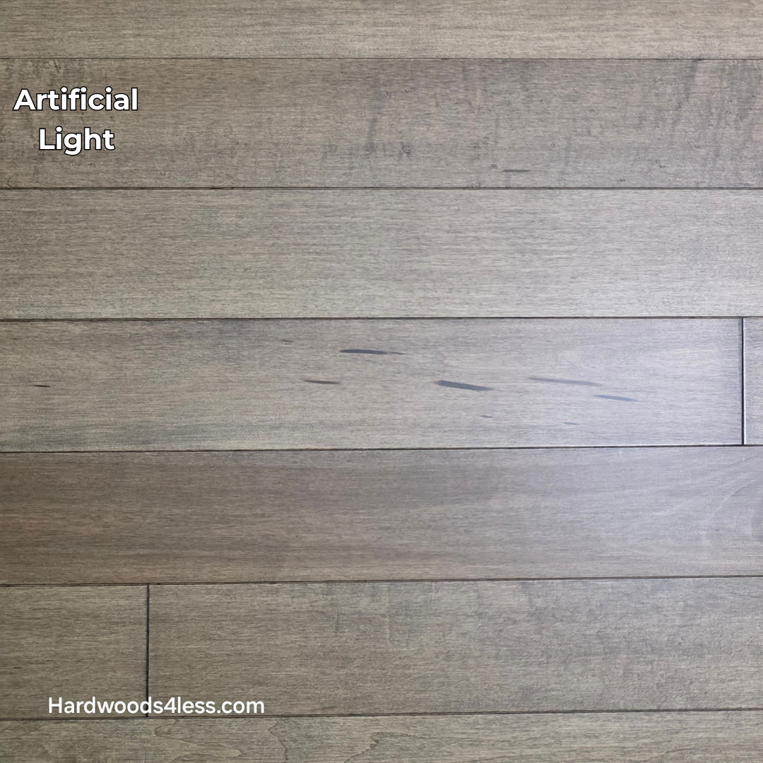 4" x 3/4" Solid Maple Sandpiper Hardwood Flooring. Shown in artificial lighting.